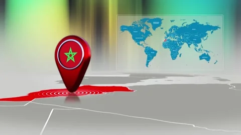 Morocco World Map Pin Location Background Loop 4k Stock Footage 341771695