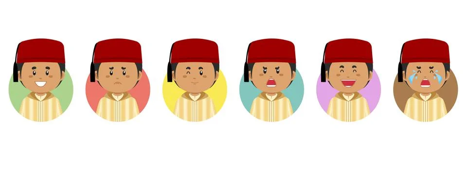 Moroccons Avatar with Various Expression Stock Illustration
