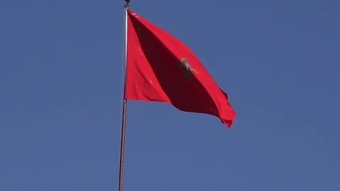 Morocco's flag medium shot Stockbeeldmateriaal 96114453