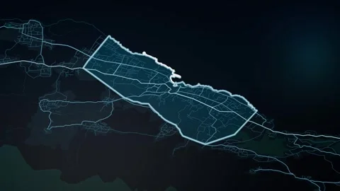 Moroni Comoros Glowing Digital Map Animation 4K Stock Footage 338077008