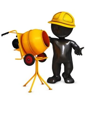 Morph man builder with cement mixer Stock Illustration