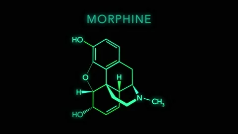 Morphine Molecular Structure Symbol Neon Animation on black background Video stock 152885938