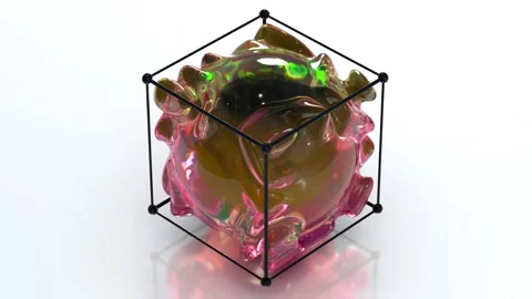 Morphing 3D Glass Object 17 4K Stockbeeldmateriaal 267587224