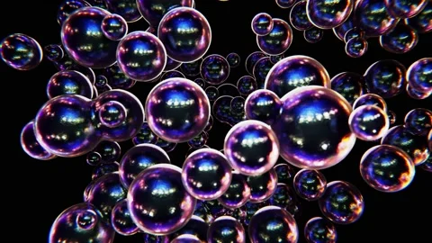 Morphing and moving iridescent pearly dark molecules looping 3D animation Stock-Footage 181614545