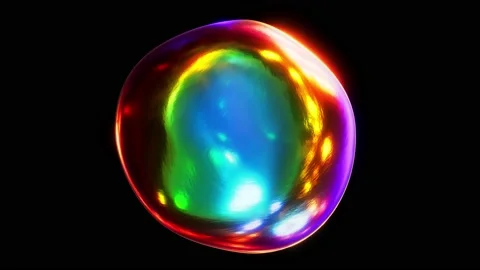 Morphing colorful textured metallic bubble looping 3D animation with alpha Stock Footage 207445058
