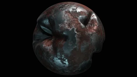 Morphing corroded rusty metal aged sphere looping 3D animation with alpha Stock Footage 205326012