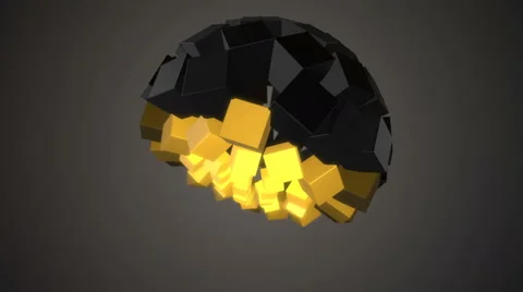 Morphing Cubes Sphere Black and Orange Stock Footage 63437179