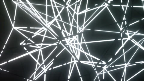 Morphing glowing lines geometric black and white background loop Stock Footage 134419322