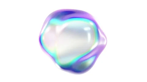 Morphing iridescent shape against white looping 3D animation with alpha Stock Footage 153113474