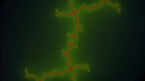 Morphing Julia Set Fractal with Orange Branches on Green 4K Loop Video stock 344839022