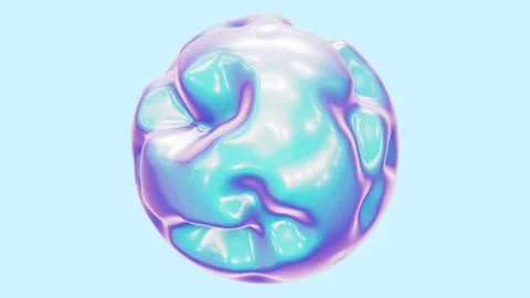 Morphing liquid iridescent plastic form looping 3D animation with alpha Video stock 188338304