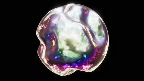 Morphing liquid metal silver iridescent orb looping 3D animation with alpha Stock Footage