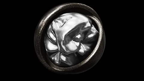 Morphing liquid metal sphere inside of two powder coated steel hemispheres Video stock 266231635