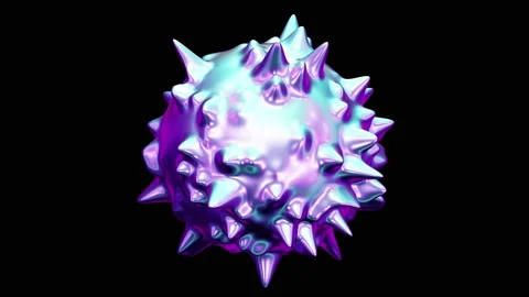 Morphing liquid metal spiky form looping 3D animation with alpha Stock Footage 168974102