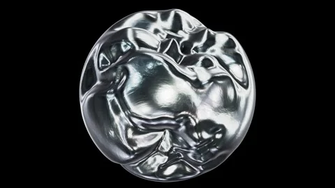 Morphing liquid silver alien alloy sphere looping 3D animation with alpha Video stock 220293895