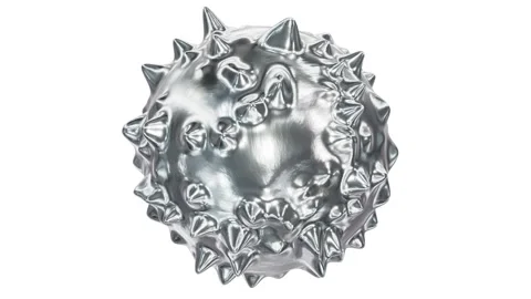 Morphing liquid silver alloy spiky form looping 3D animation with alpha Video stock 220360860
