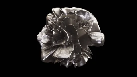Morphing liquid textured aged silver metal flower-like form rendered in UHD 스톡 동영상 271986512