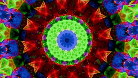Morphing mandala frames driving spinning, ring shifts in dark field, blue core Stock Footage 337886040