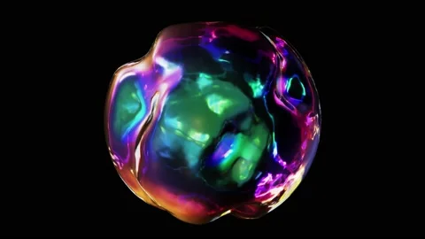 Morphing pearly iridescent liquid metallic glass sphere looping 3D animation 스톡 동영상 193989608