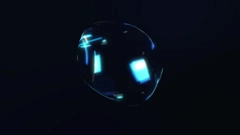 Morphing transparent bubble with light reflections on dark background Stock Footage 305021965