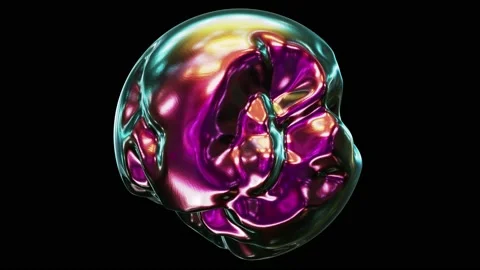 Morphing violet iridescent alien alloy sphere looping 3D animation with alpha Stock-Footage 204841786