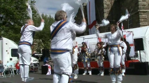Morris dancing, frog leap Stock Footage