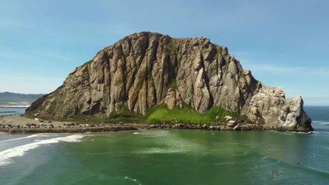 Morro rock beach, Morro bay, aerial view Stock Footage 278736068