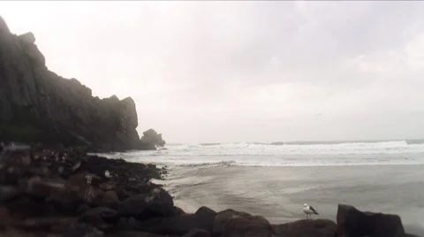 Morro Rock Storm waves-2 Stock Footage 1050670