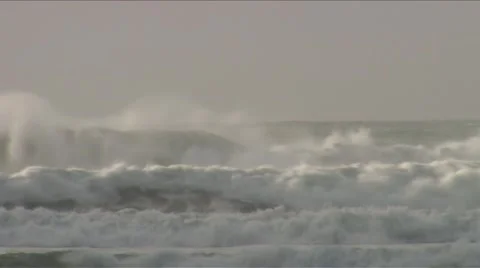 Morro Rock Storm waves-3g Stock Footage 1050684