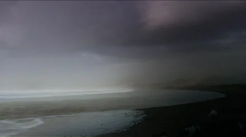 Morro Rock Storm waves-tlapse Stock Footage 1050704