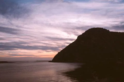 Morro Rock at Sunset Stock Photos