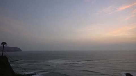 Morro Solar view standing from the Malecón Cisneros in Miraflores, Lima - Perú. Stock Footage 146979902