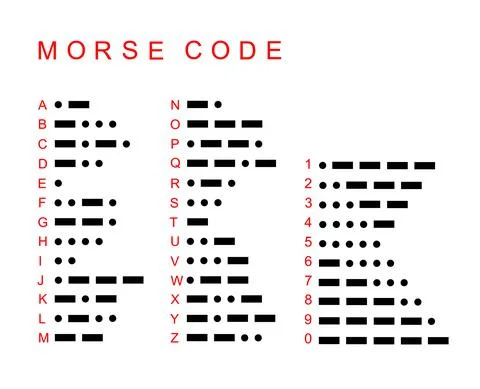 Morse code alphabet font set vector silhouette illustration isolated Stock Illustration
