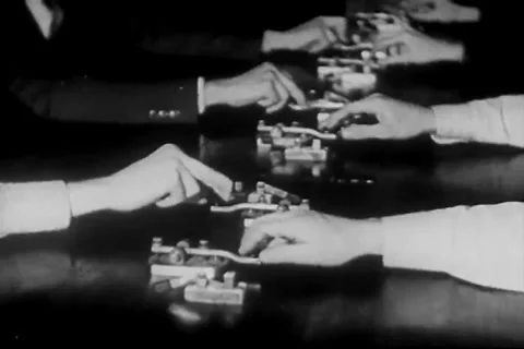Morse Code Operators sending signals 1940 archival footage Stock Footage 132916222