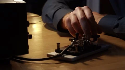 Morse Code Radio Telegraphy CW Ham Radio Straight Key Stock Footage 220903541