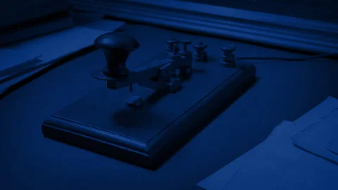 Morse Code Tapper On Desk In Dark Room WW2 Scene Stock Footage 281508738
