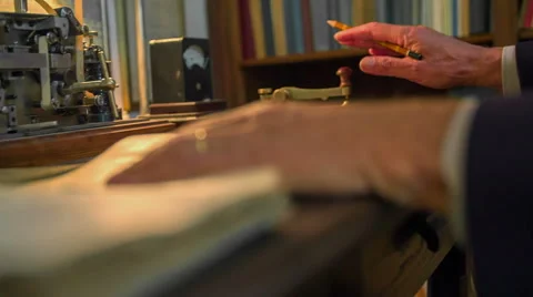 Morse code telegraph sending Stock Footage 46877491