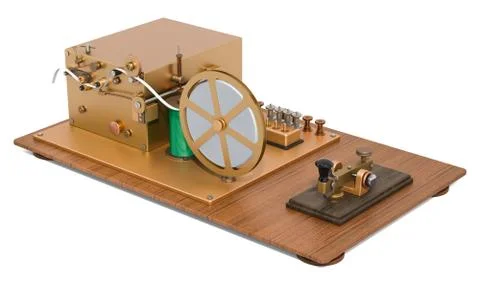 Morse code telegraphy device, 3D rendering Illustrazione stock