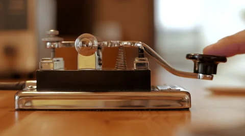Morse Code Transmitter, sending message. Side Angle. Video stock 53355193