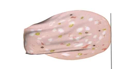 Mortadella slice like a flag 3d animation Stock Footage 131509203