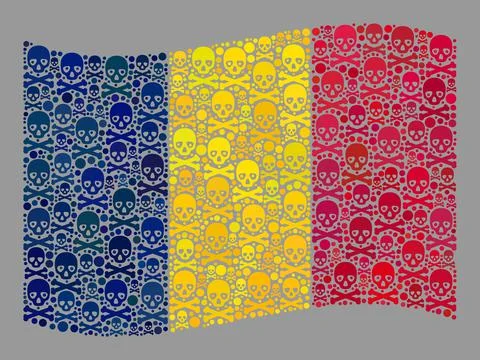 Mortal Chad Flag - Collage of Dead Objects Stock Illustration