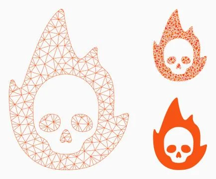 Mortal Flame Vector Mesh Network Model and Triangle Mosaic Icon Stock Illustration