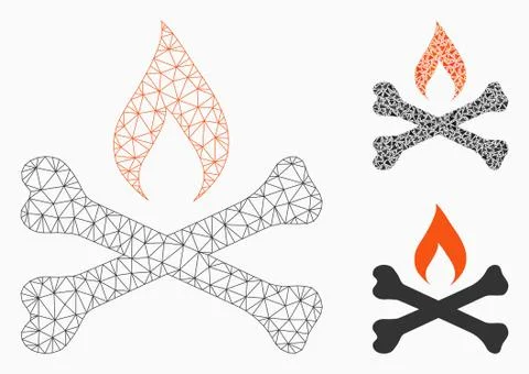 Mortal Ignition Vector Mesh Network Model and Triangle Mosaic Icon 스톡 일러스트