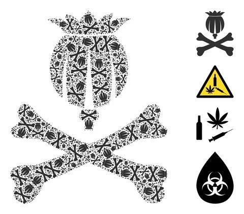 Mortal Opium Icon Recursive Collage Stock Illustration