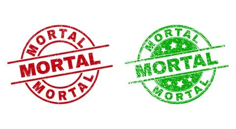 MORTAL Round Stamp Seals Using Grunged Surface Stock Illustration