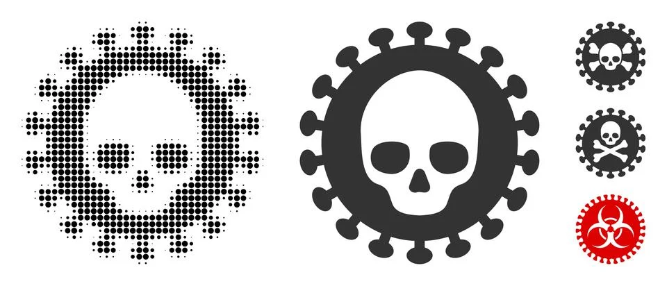 Mortal Virus Halftone and Solid Icon Stock Illustration