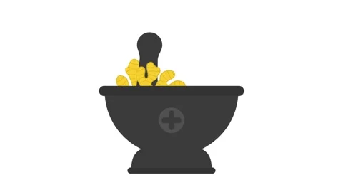 Mortar and Pestle with Ginger Root Stock Footage 318158906