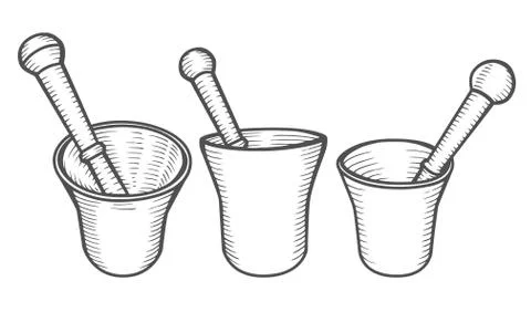 Mortar and Pestle. Stock Illustration