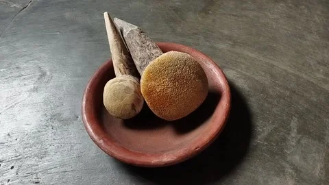 This mortar and pestle is a kitchen tool for grinding spices traditionally Stock Footage 224794954