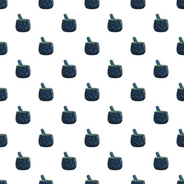 Mortar and pestle seamless pattern for cooking or medicine Stock Illustration